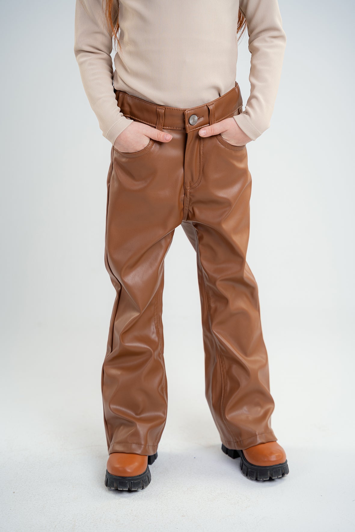 Girls Brown Leather trousers