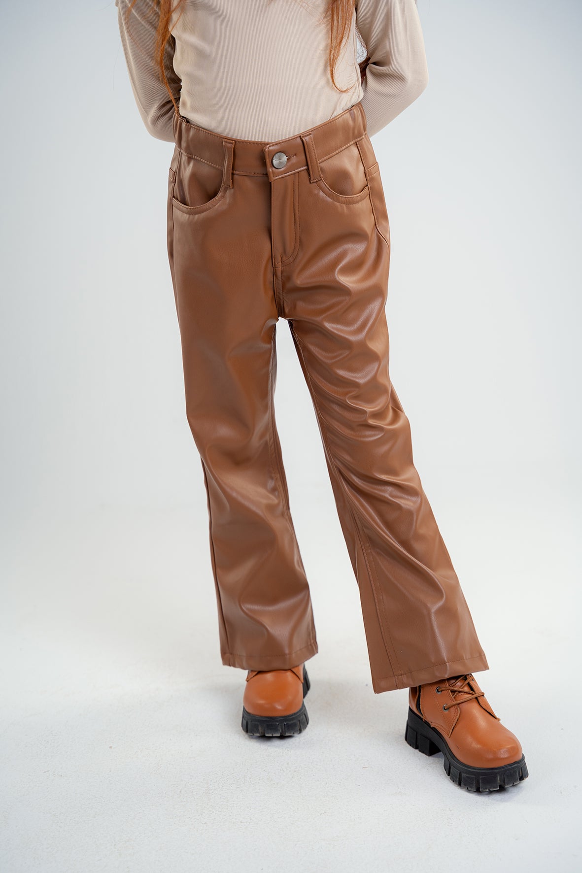 Girls Brown Leather trousers