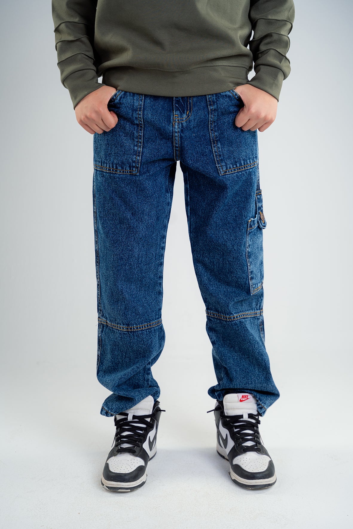 Boys Straight Fit Blue Denim Jeans With Side Pockets