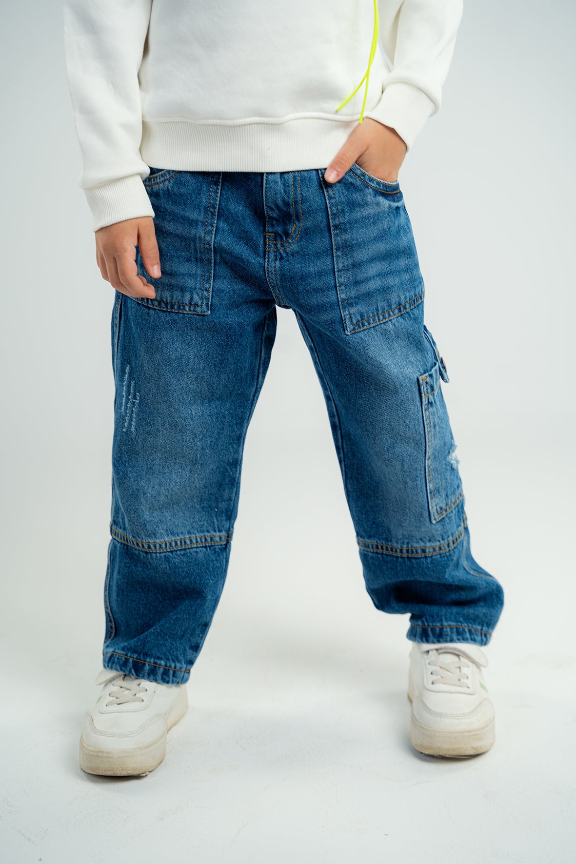 Boys Straight Fit Light Blue Denim Jeans With Side Pockets