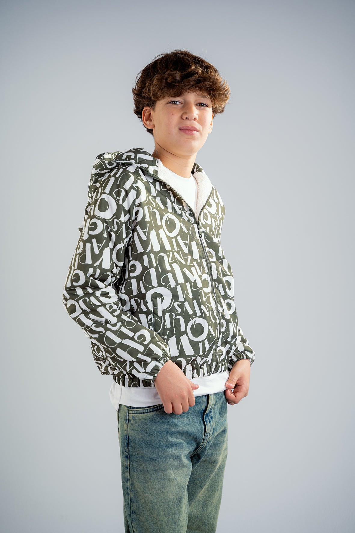 Boys Letter Graphic Print Jacket