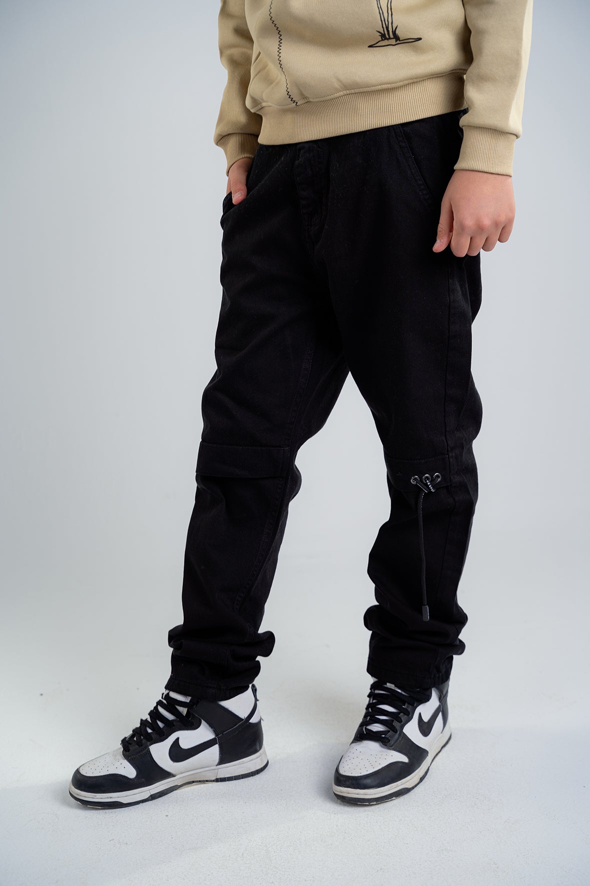 Boys Black Cargo Trousers