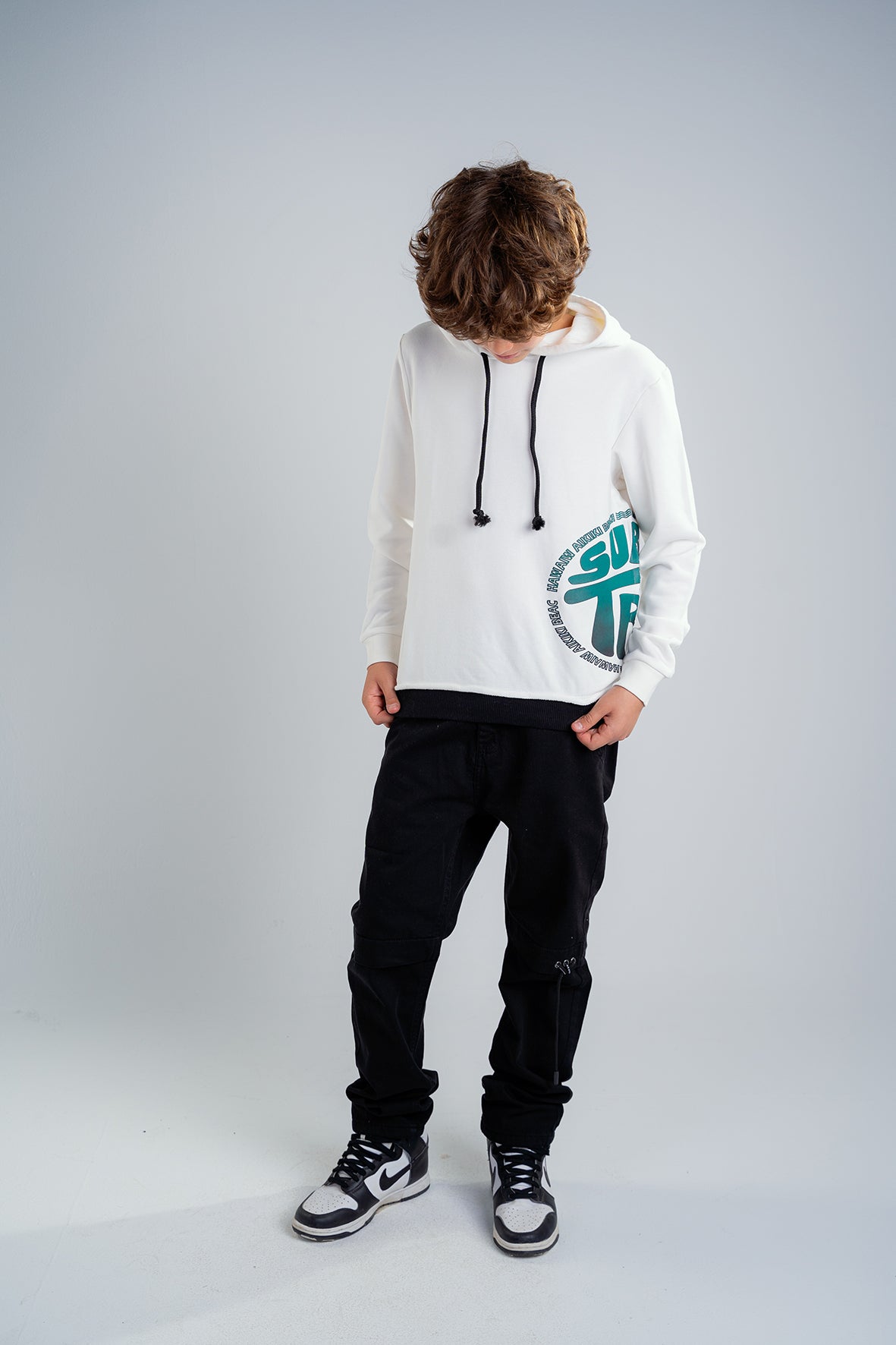 Boys White Hoodie With Print