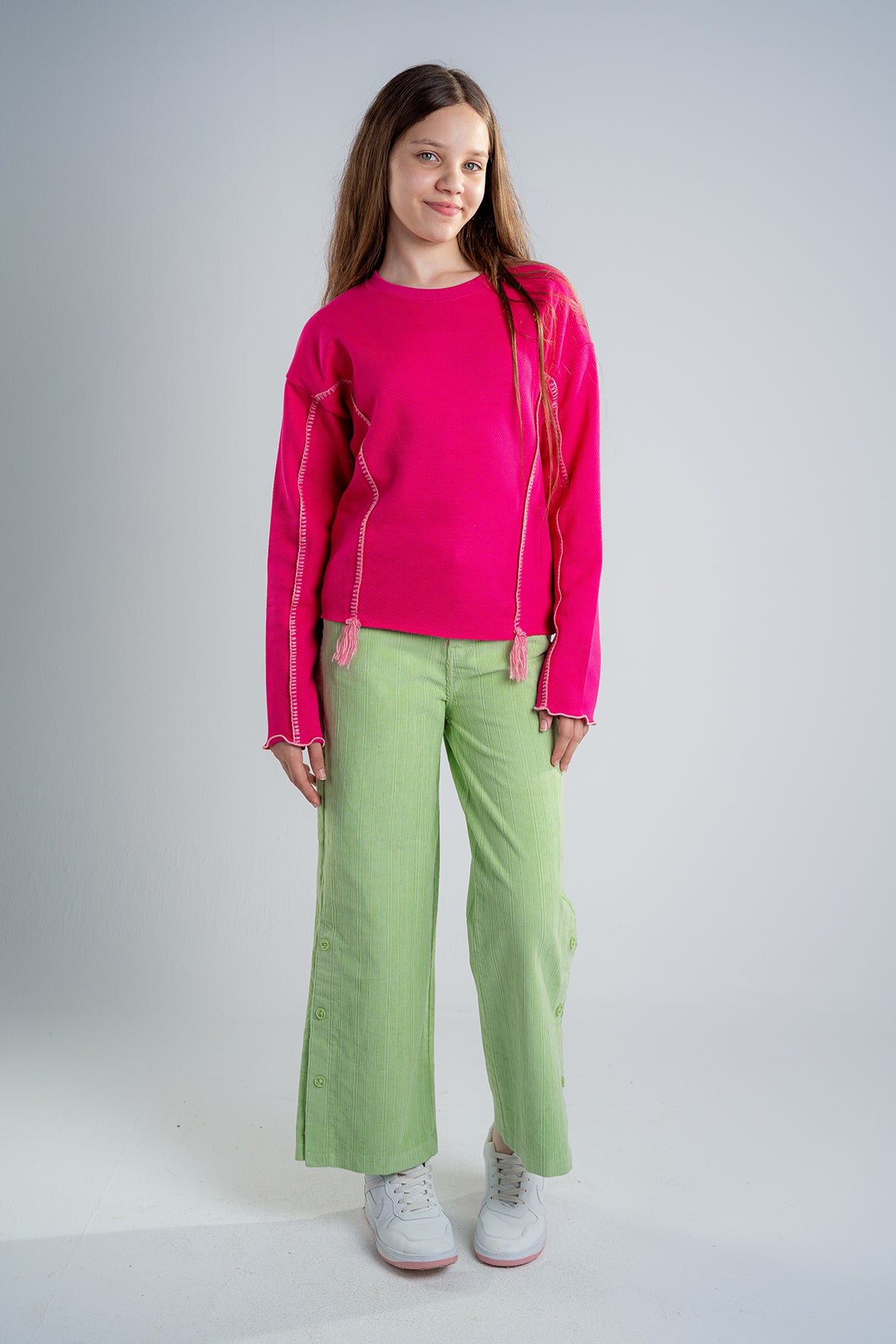 Girls Fuchsia Blouse With stitch detail