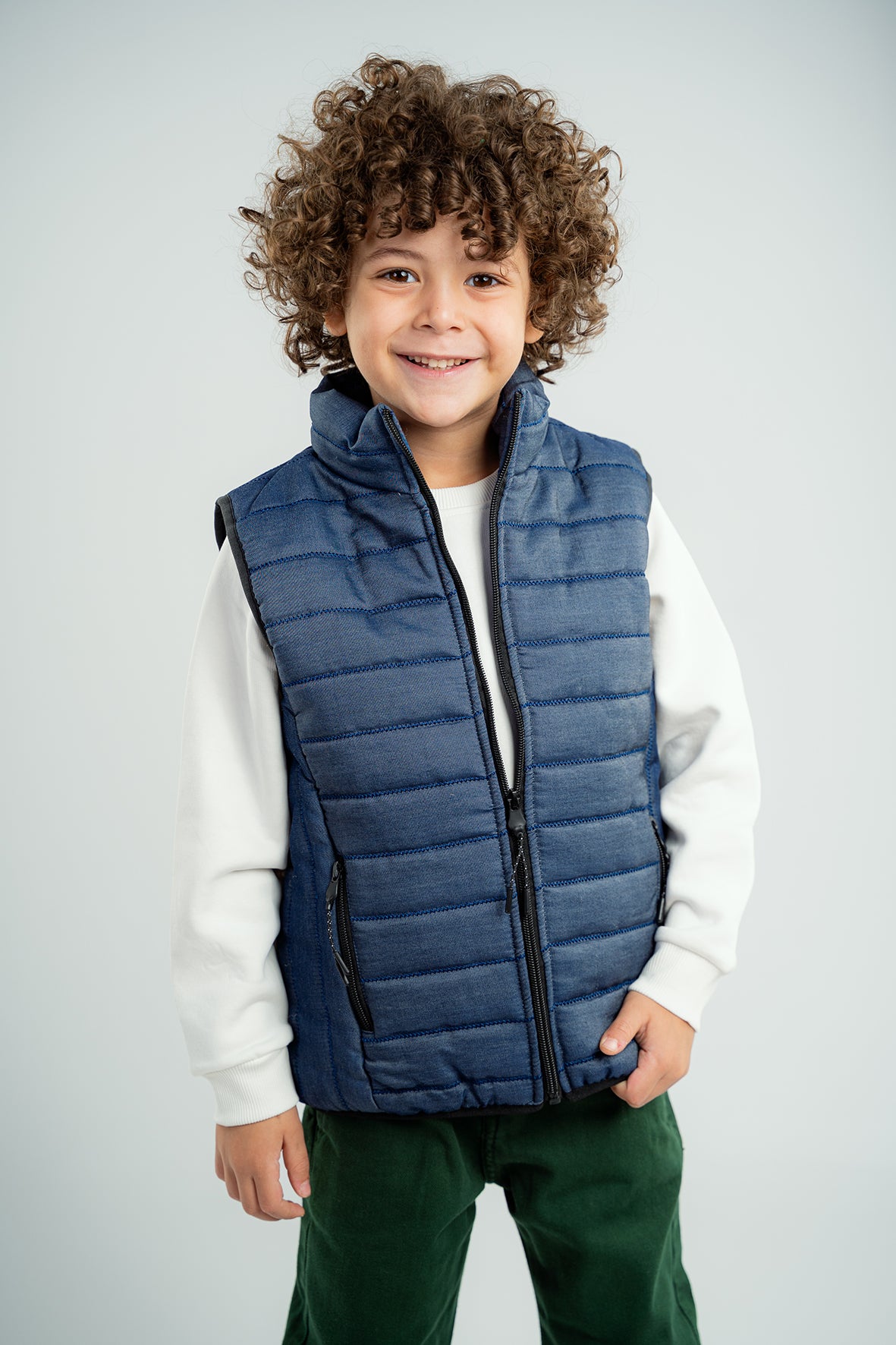 Boys Navy Puffer Down Vest