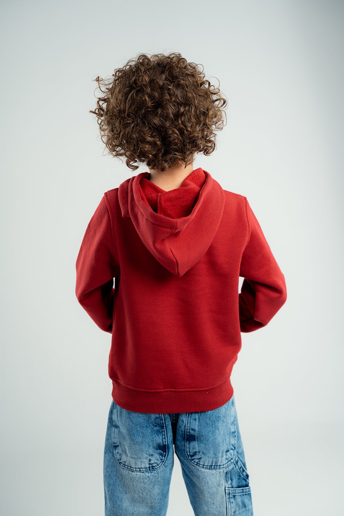 Boys Dark Red Hoodie with Panda Face Embroidered