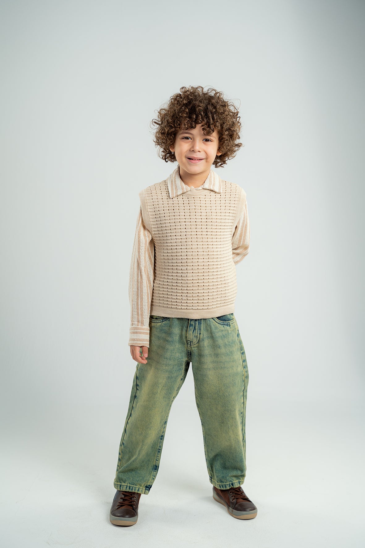 Boys Baggy Fit Green Washed Denim Jeans