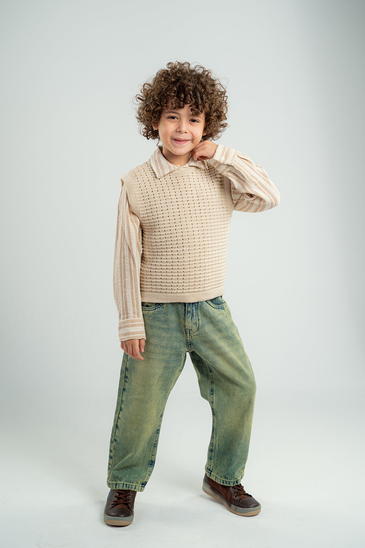 Boys Baggy Fit Green Washed Denim Jeans