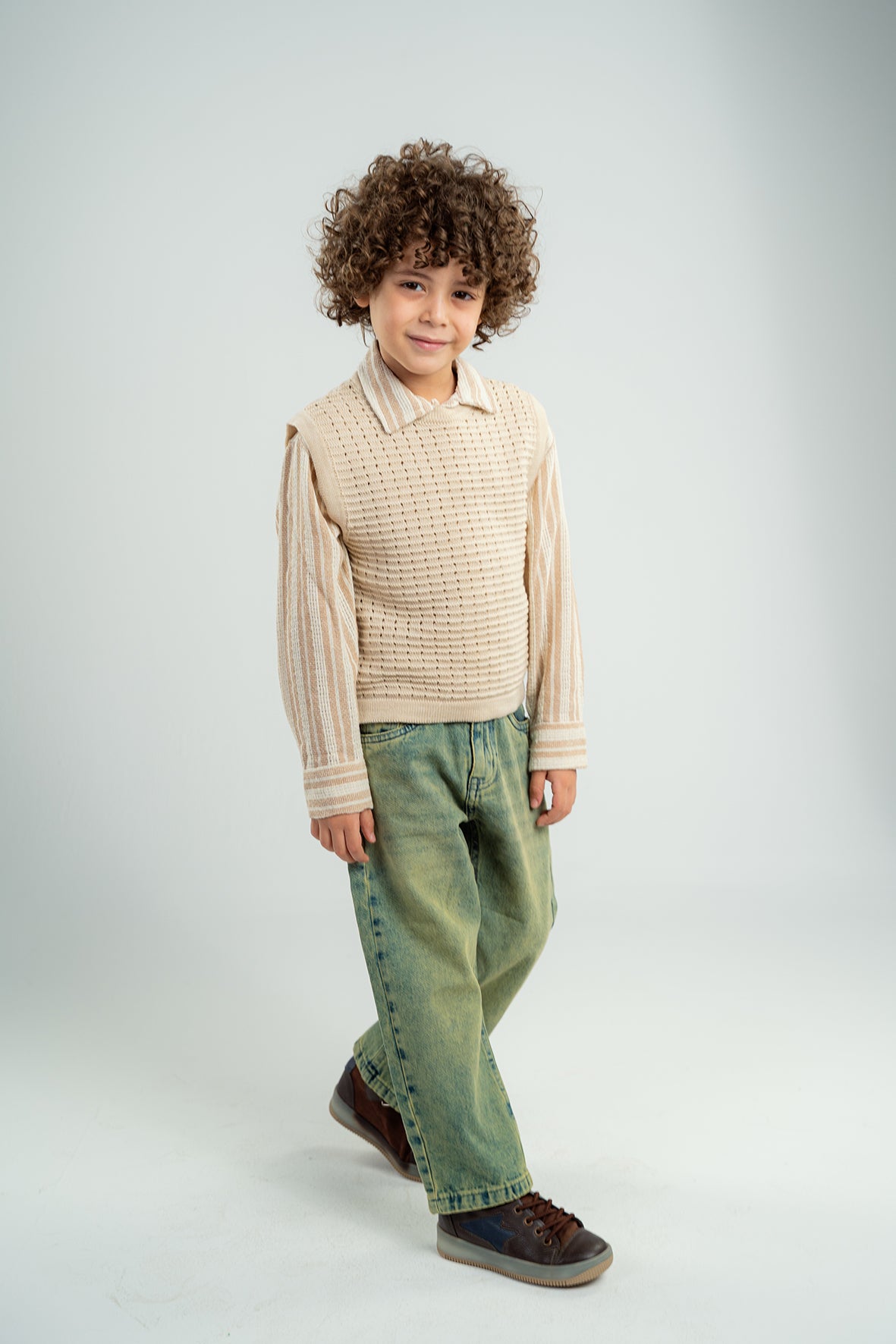 Boys Baggy Fit Green Washed Denim Jeans