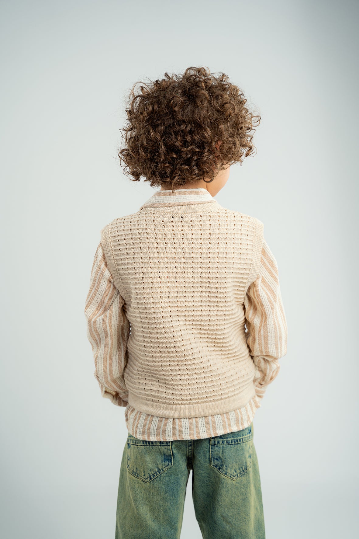 Boys Beige Knit Vest