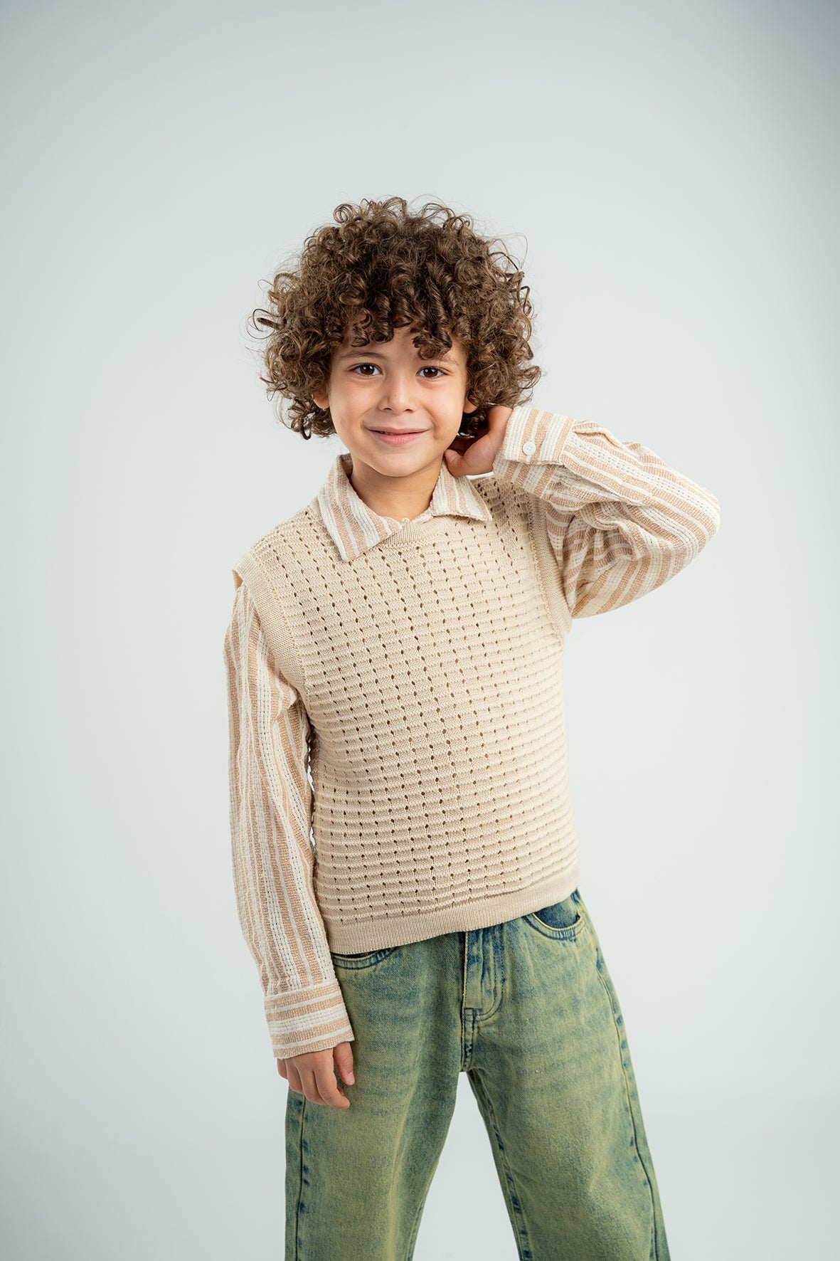 Boys Beige Knit Vest