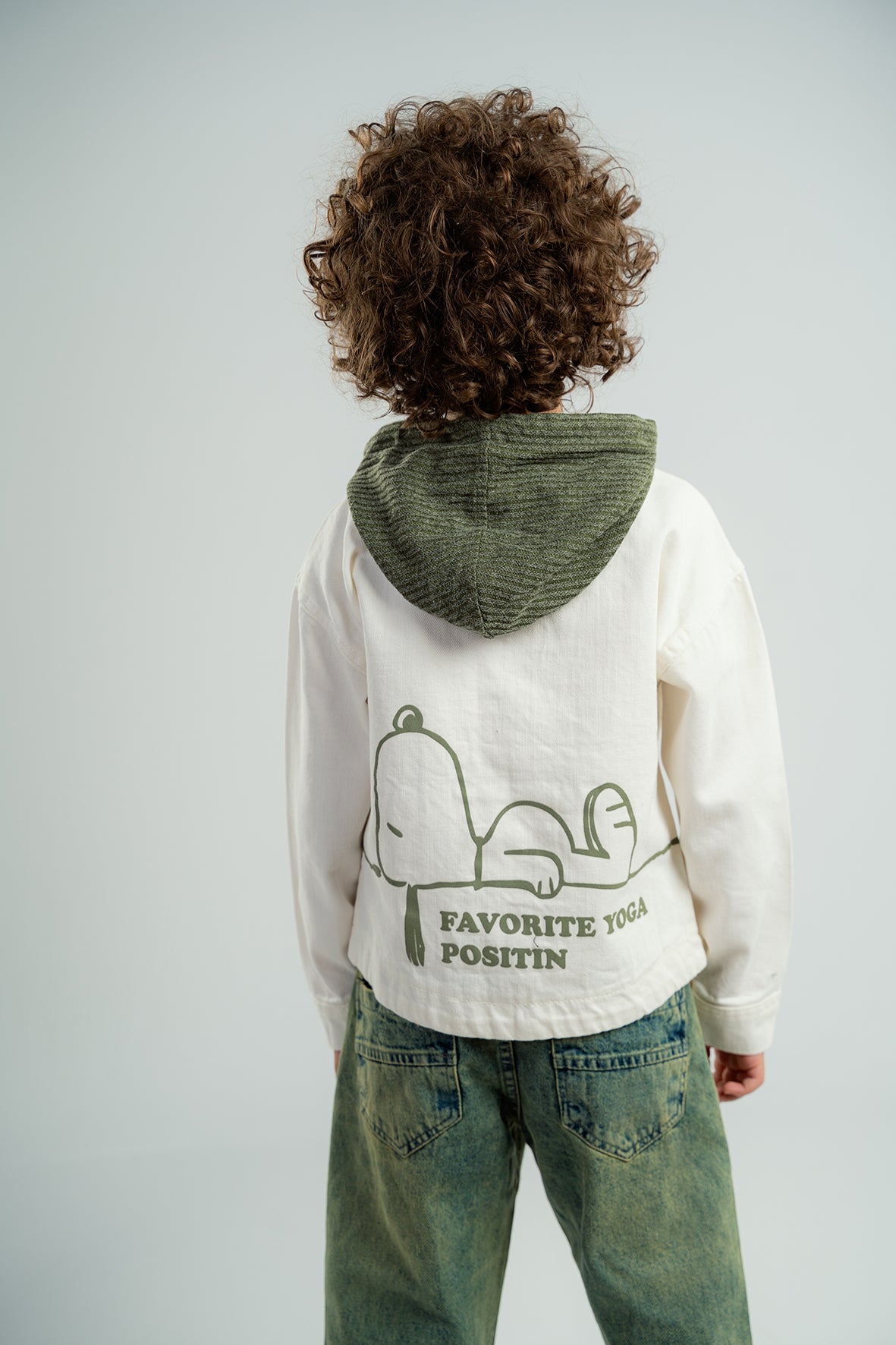Boys Off White Linen Printed Jacket