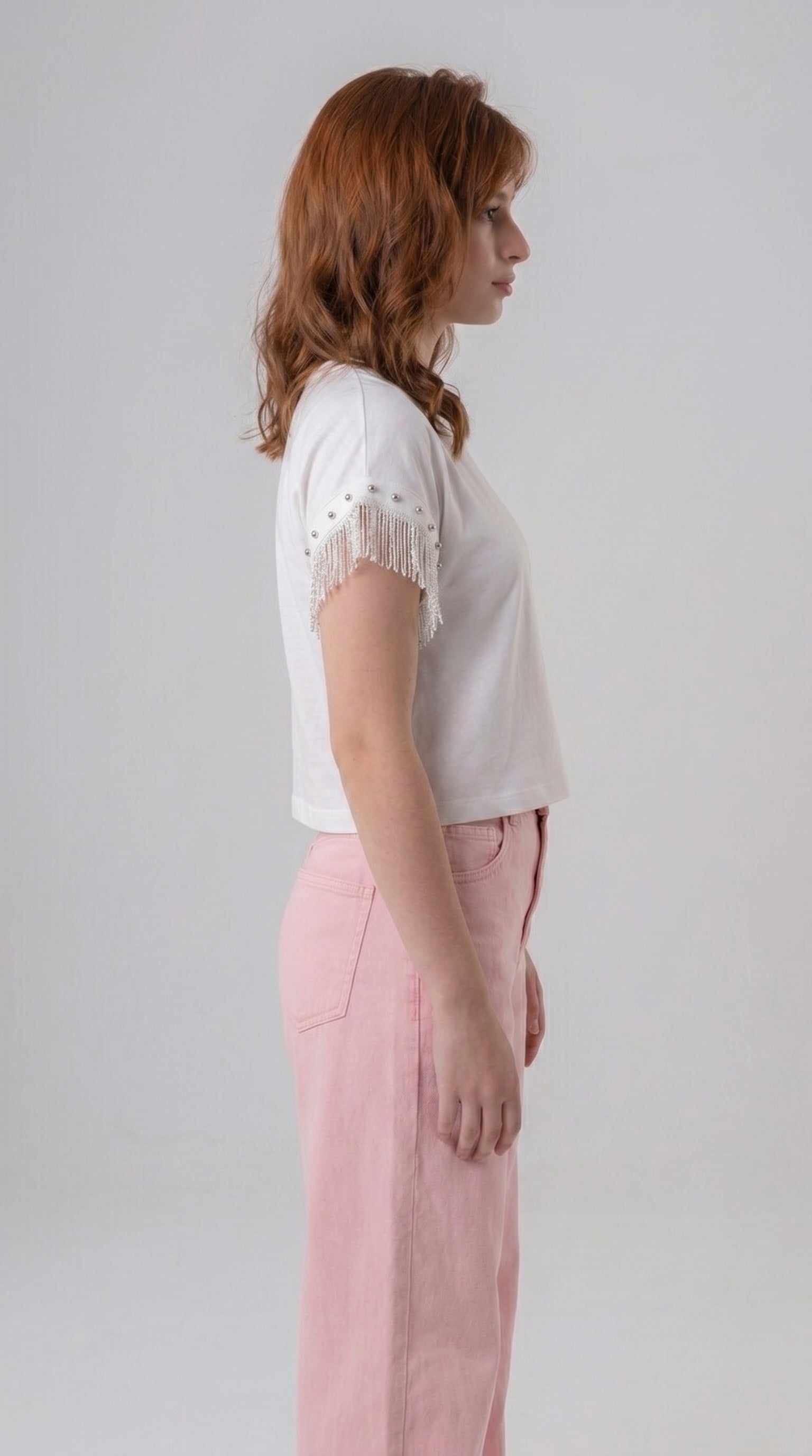 Girls' Studded Fringe Short-Sleeve Tee