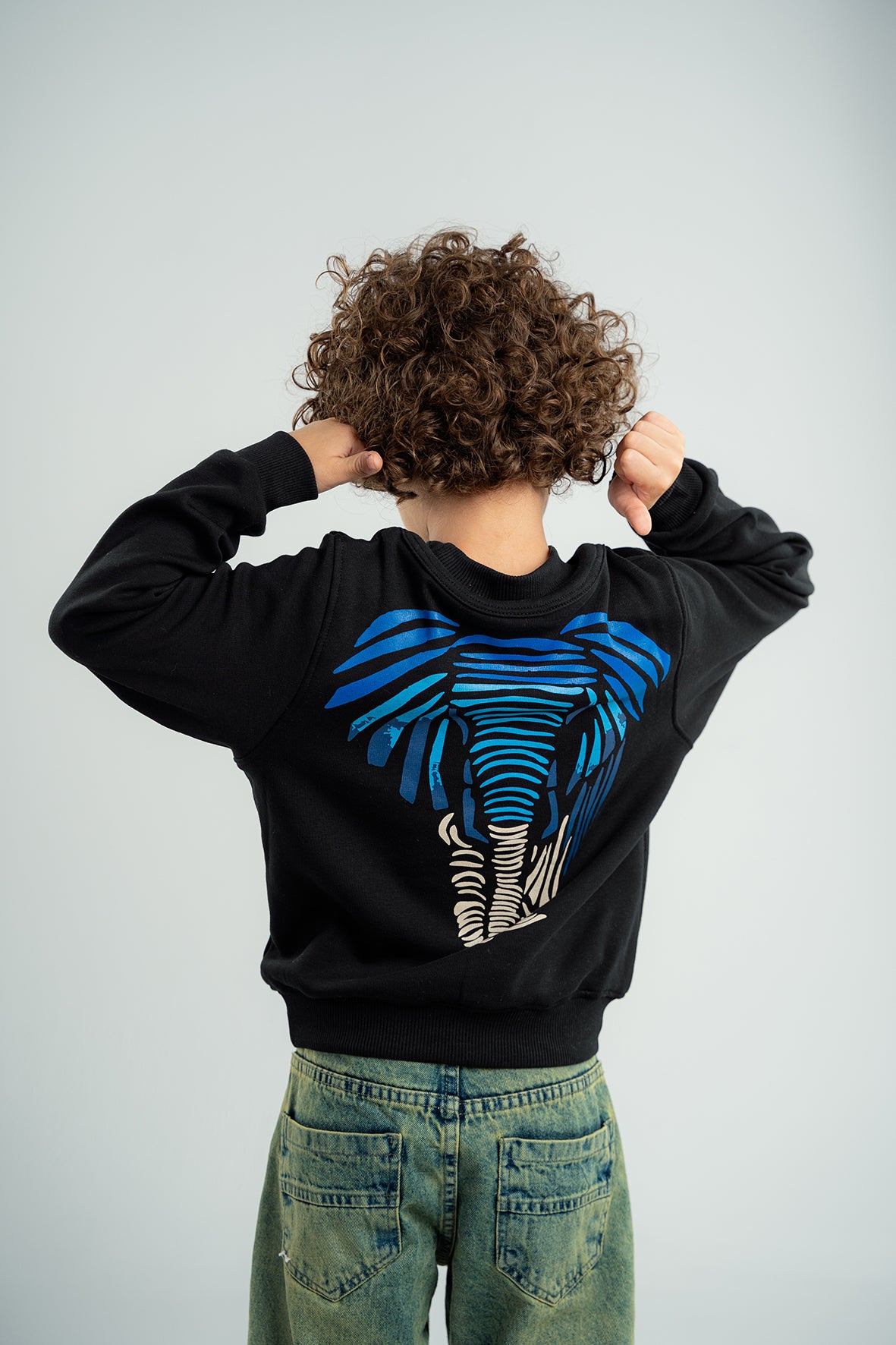 Boys Black Sweatshirt With Print On Back